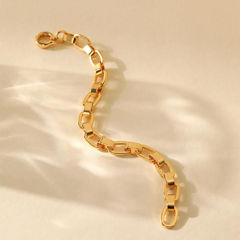 Minimalist Gold Plated Color Retention Neutral Thick Chain Handmade Plain Bracelet