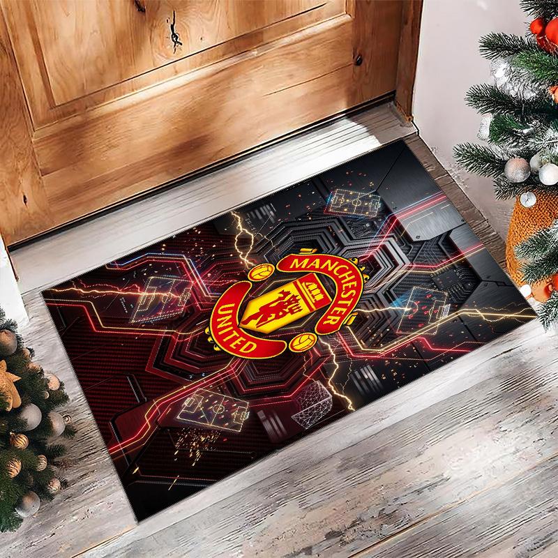 Tappeto in Flanella Stampato Manchester United Antiscivolo Morbido Poliestere Tappeto per Pavimento Tappetino Decorativo per Interni per Camera da Letto Soggiorno Divano