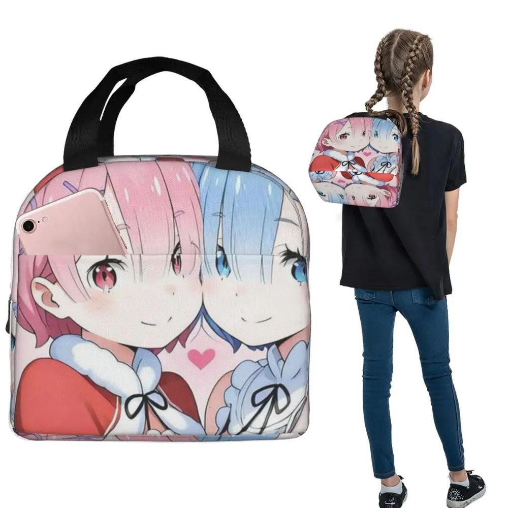 Life In A Different World From Zero Anime Rem Insulated Lunch Bag for Women Children Leakproof Food Boxes Thermal Lunch Box Tote