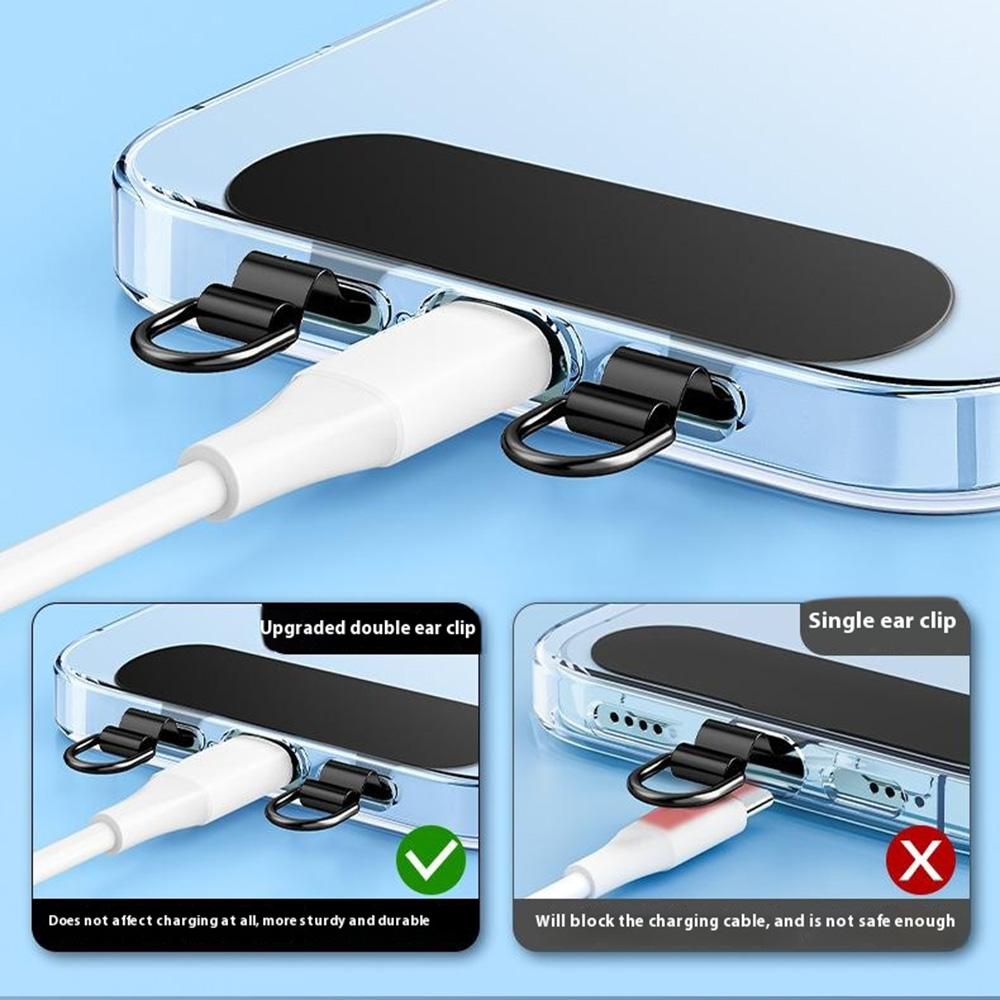 Ultra Thin Metal Phone Tether Tab with Double Clips for Phone Case, Lanyard Patch