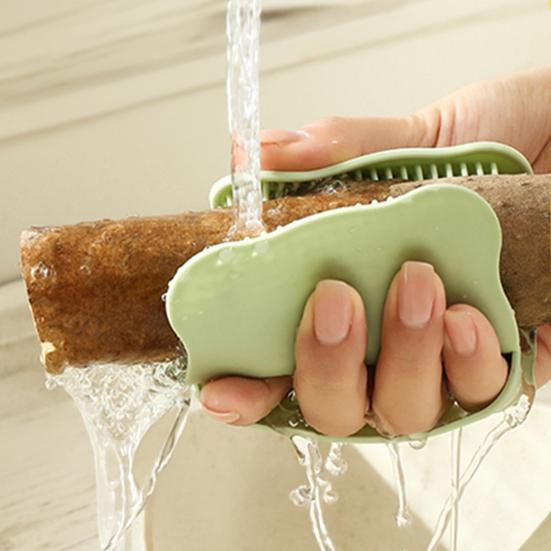 Cleaning Brush Food Grade Silicone Soft Bristles Multi-purpose Fruit Scrubber with Scraper Hanging Hole Easy Cleaning Kitchen Tool