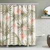 Vibrant Floral Bath Curtain Modern Bathroom Decor With Green Leaves And Pink Flowers For Home Use
