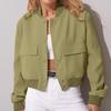 2024 Spring/Autumn Unisex Stand-Up Collar Women's Jacket with Large Pockets