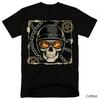 Vintage FlameEyed Biker Skull Graphic TShirt Retro Chain Gear Print Pure Cotton Tee Heavy Metal Streetwear Unisex Top
