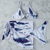 Baddräkt Kvinnors delade tredelade Print Halter Neck Dragsko Bikini Set