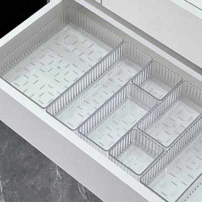 Schubladenteiler Aufbewahrungsbox Klar Badezimmer- und Waschtisch-Schubladen-Organizer-Tablett Schubladen-Aufbewahrungsbehälter für Make-up-Pinsel Lippenstift Kosmetik Küchenutensilien