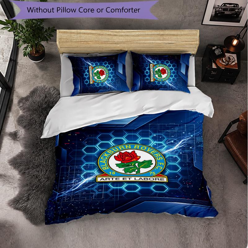 Set Biancheria da Letto Calcio Blackburn Rovers 3 Pezzi Morbido Copripiumino con Federe Set Decorazione Camera da Letto per la Casa