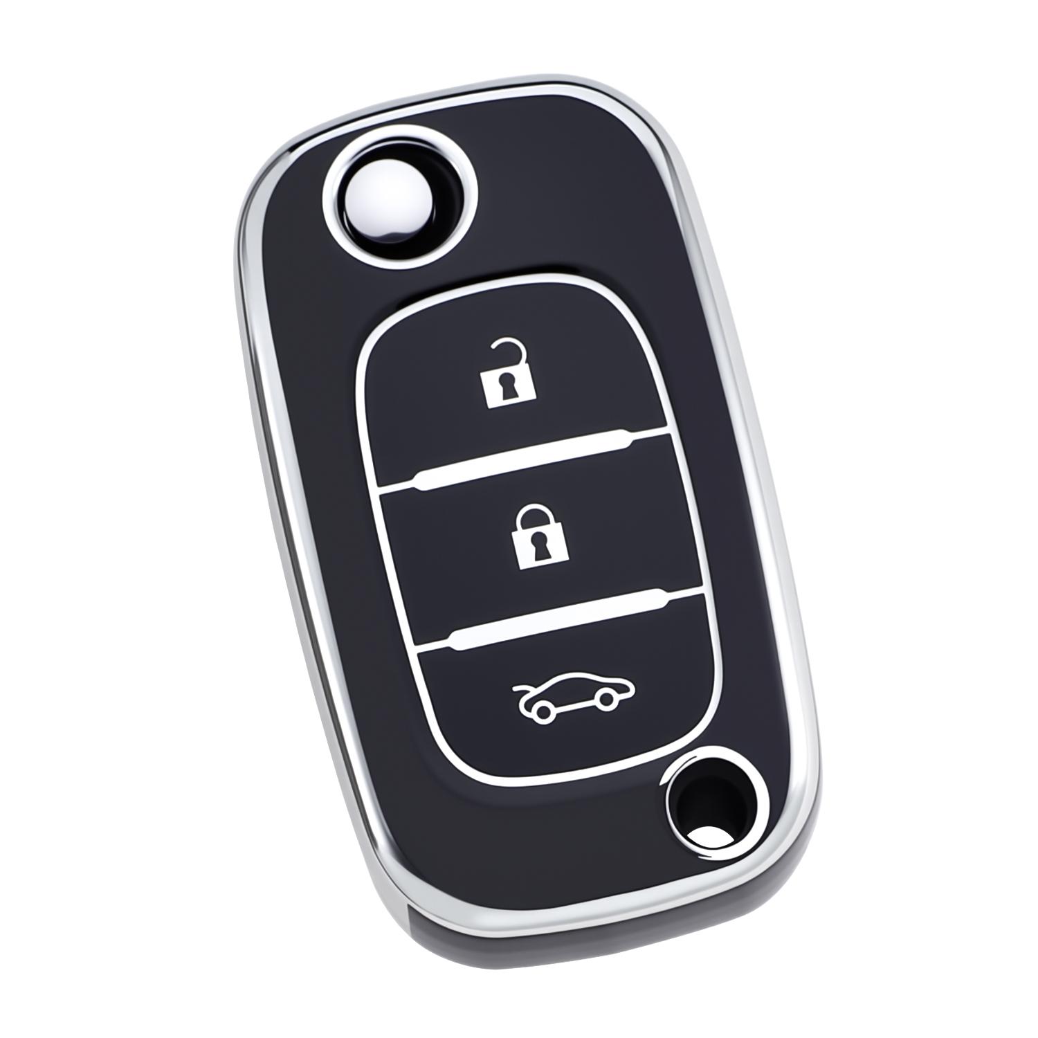 

TPU Folding Car Key Case Key Fob Cover Compatible with Renault Clio Kangoo Modus Megane Benz Smart Fortwo 453 Forfour чёрный