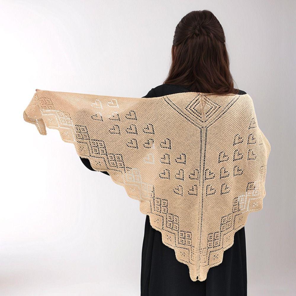 

Love Heart Knot Scarves Solid Color Blouse Shoulder Fake Collar Vintage Knitted Hollow Shawl Daily верблюд