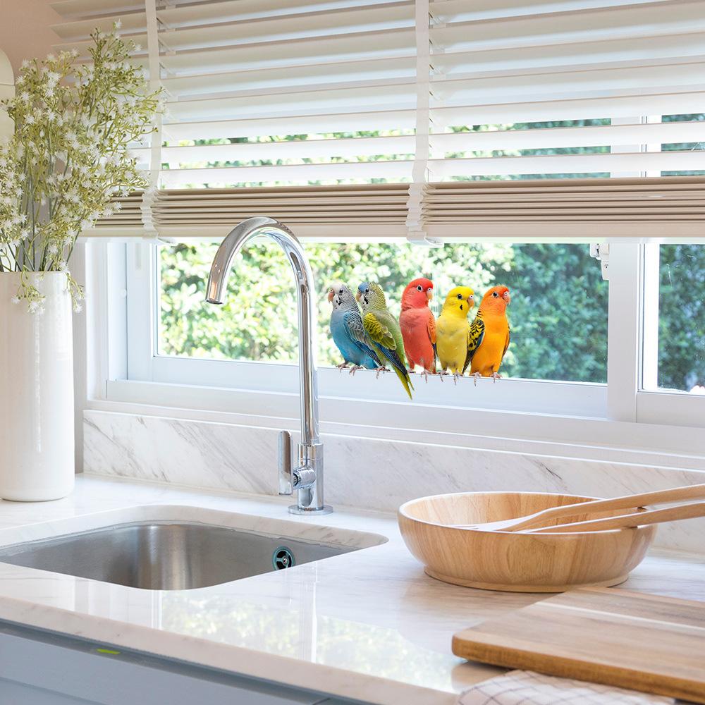 Painted Parrot Balcony Glass Home Beautification and Decoration Electrostatic Window Stickers
