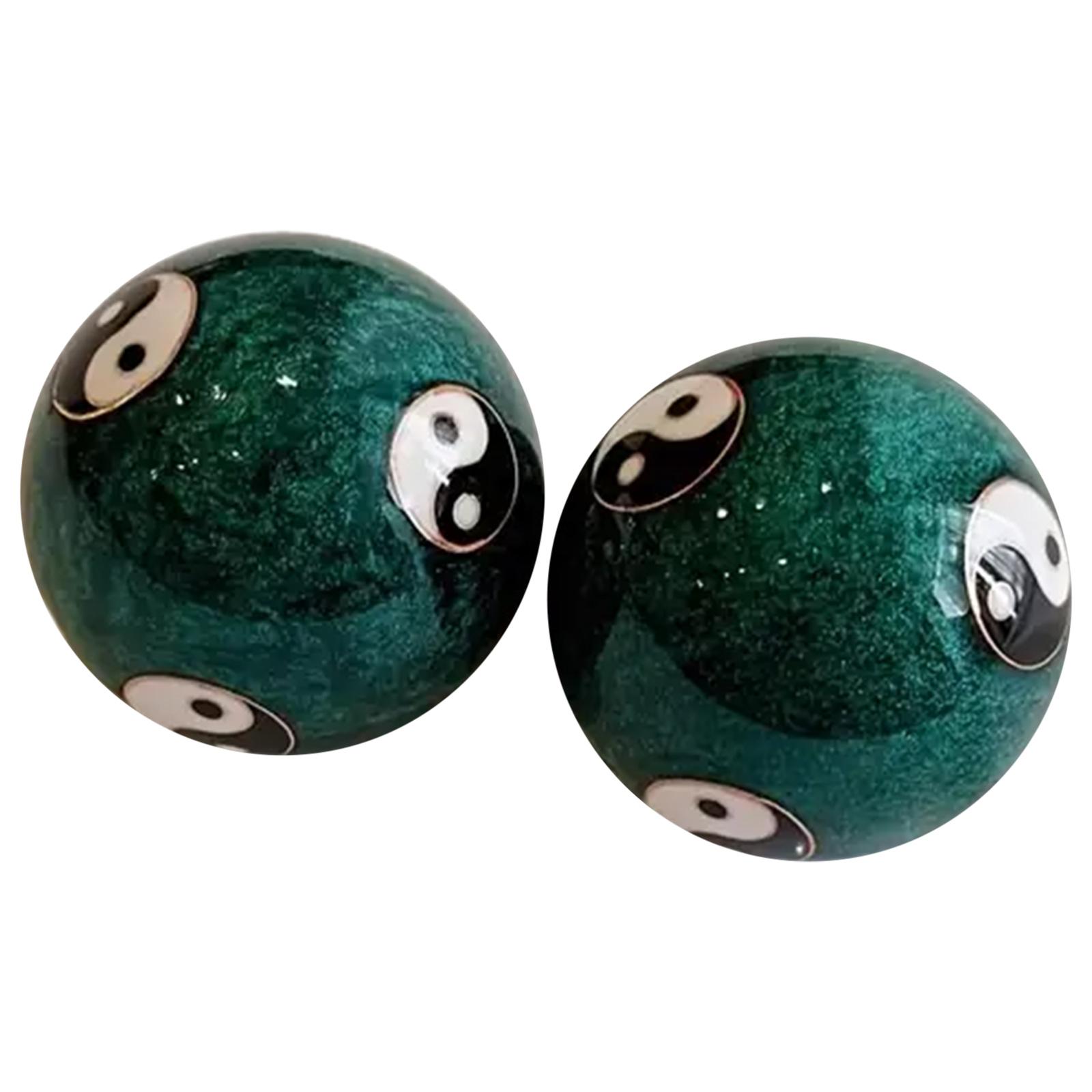 

Cloisonne Hand Balls Filigree Enamel Low Temperature Hand Spinner Bell Sound Massage Fitness Exercise Balls for Relaxation зелёный