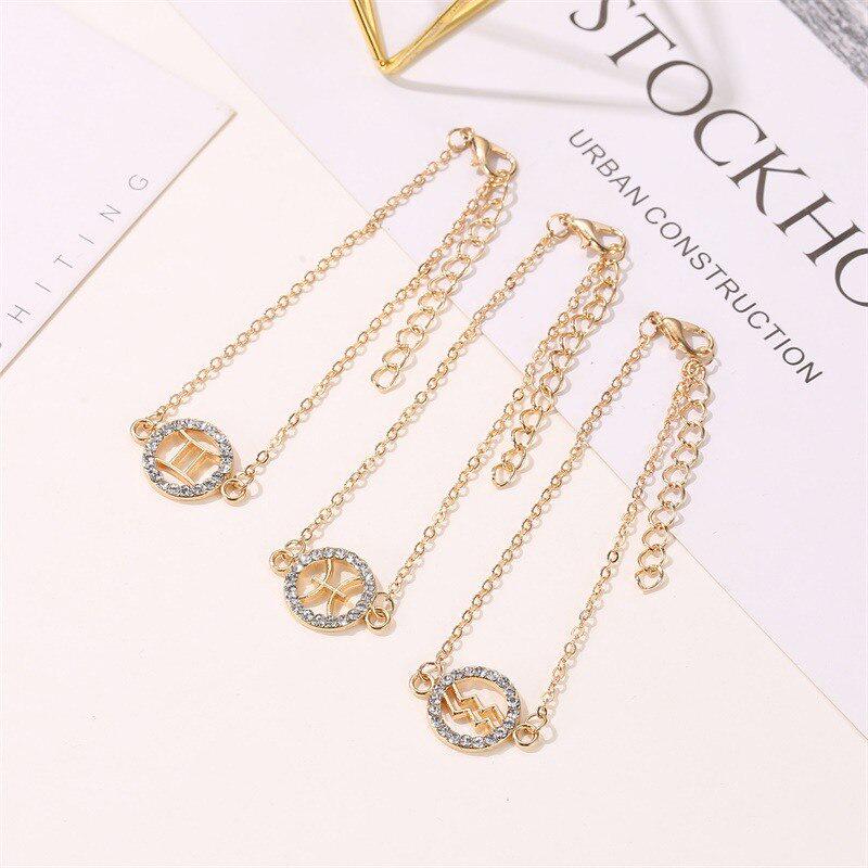 Fashion Twelve Constellation Bracelet Personality Wild Round Hollow Bracelet Couple Bracelet Jewelry MIT