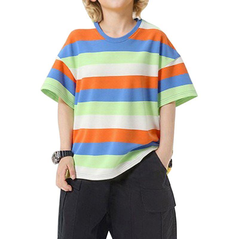 6-14 Years Kids Round Neck Striped T-shirt