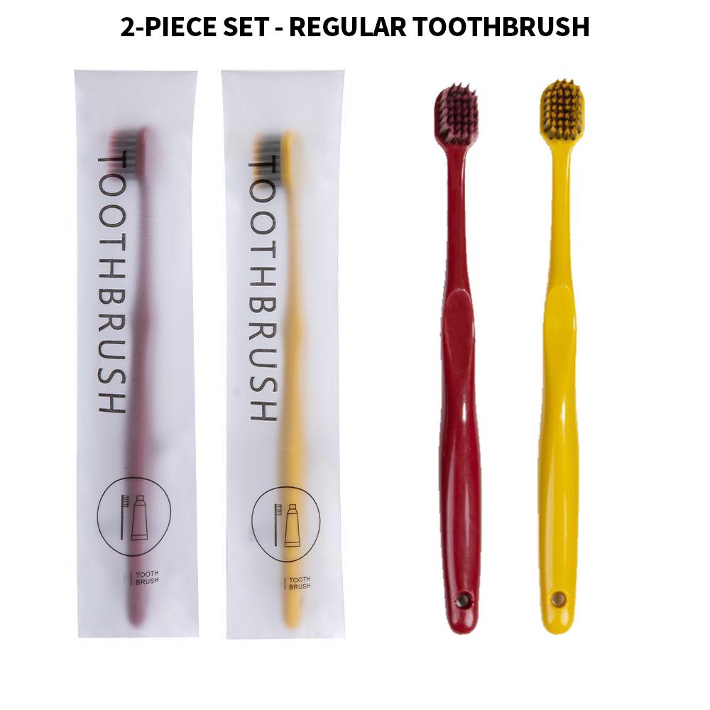 

Набор из 2 штук - Набор зубных щеток с ультрамягкой щетиной, удлиненная головка, трехсторонняя кольцевая щетка, обычная, личная мануальная зубная щетка