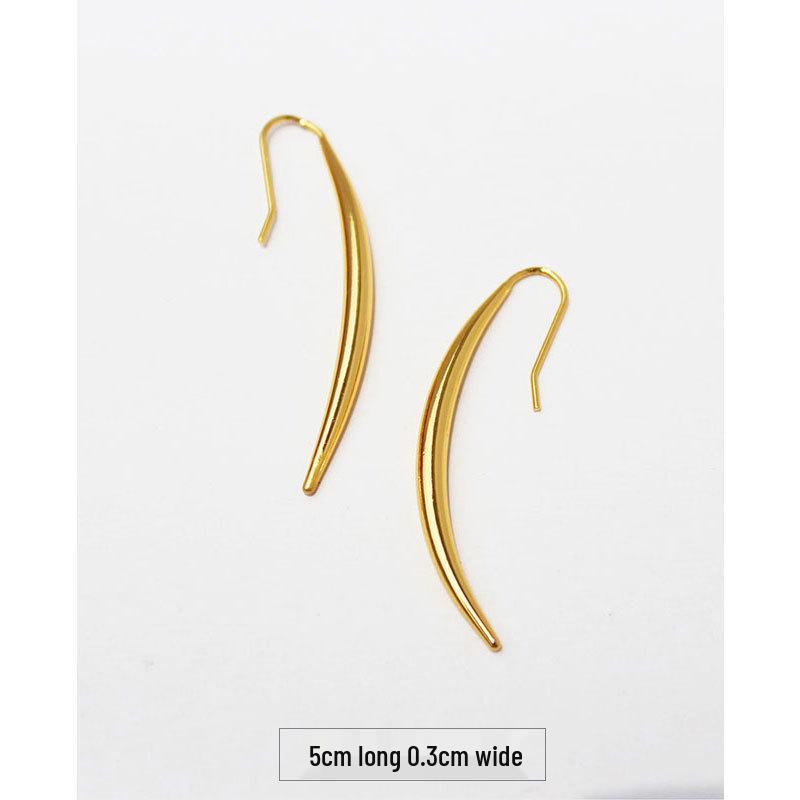 Gold-Plated European & American Crescent Line Earrings 379 - Bold and Trendy Personality Accessory