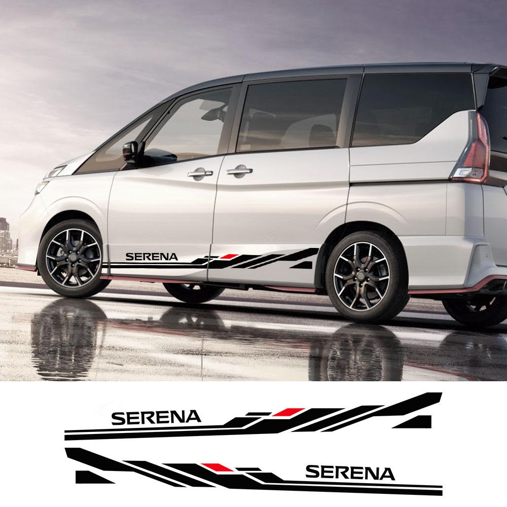 2PCS Car Side Door Stickers For Nissan Serena C23 C24 C25 C26 C27 Accessories Tuning Long Stripes Graphics Vinyl