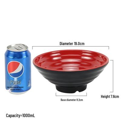 ZISIZ Melamine Black & Red Noodle Bowl Set (7.5-inch, 4-pack)
