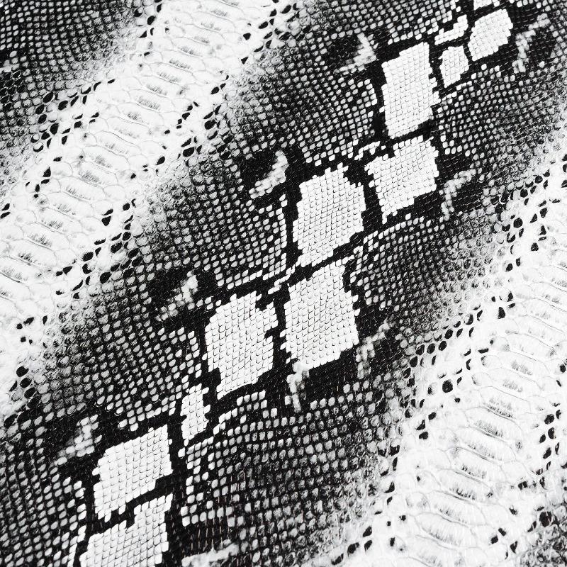 Tessuto in Pelle con Fantasia Serpente Bianco/Nero per Cucire Pantaloni a Gamba Larga Gonna in Pelle Tessuto Elastico Goffrato Tridimensionale