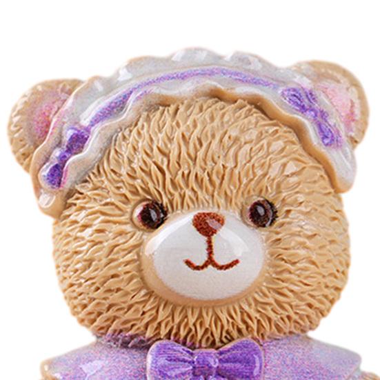 Mini Cartoon Bear Figurine Tiny Resin Bear Figures with Dress Cute Cake Toppers for DIY Crafts Dollhouse Fairy Garden Micro Landscape Decor