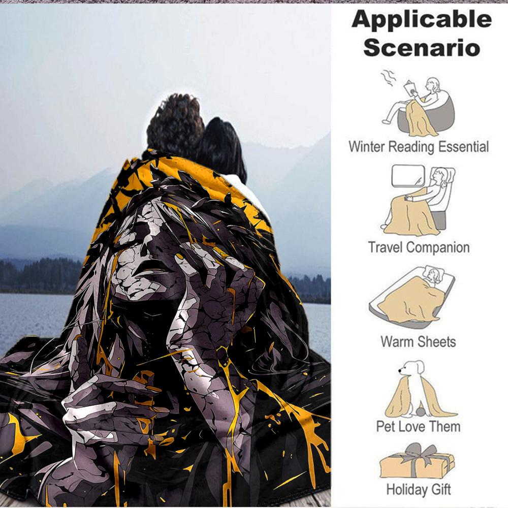 1pc Cracked Heart "Golden Tears" Blanket, Lightweight Flannel Throw Blanket For Sofa, Bed, Travel, Camping, Living Room, Office154
