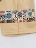 2025 Men's Summer Color Block Print Two-Piece Set: Zipper Short Sleeve Top & Shorts
