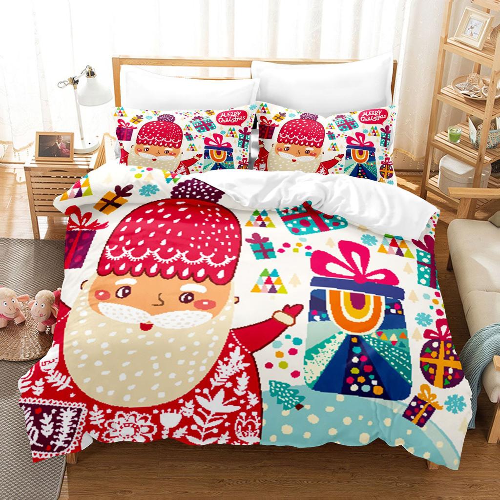 Santa Claus Comforter Cover Set, Super Soft Microfiber Duvet Cover,King Size,New Year Presents,Christmas Decorations Bedding Set