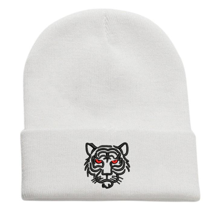 Tiger head embroidered wool knitted hat student outdoor men's and women's autumn and winter thermal hat pullover hat