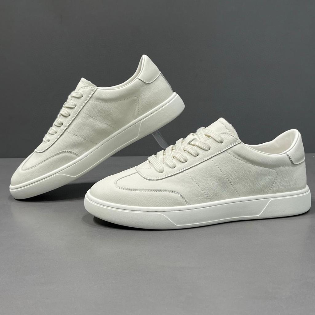European 2026 Summer New Flat Baseplate Shoes Fashionable Leather Men's Flat Heel Versatile Sports and Leisure Board Shoes