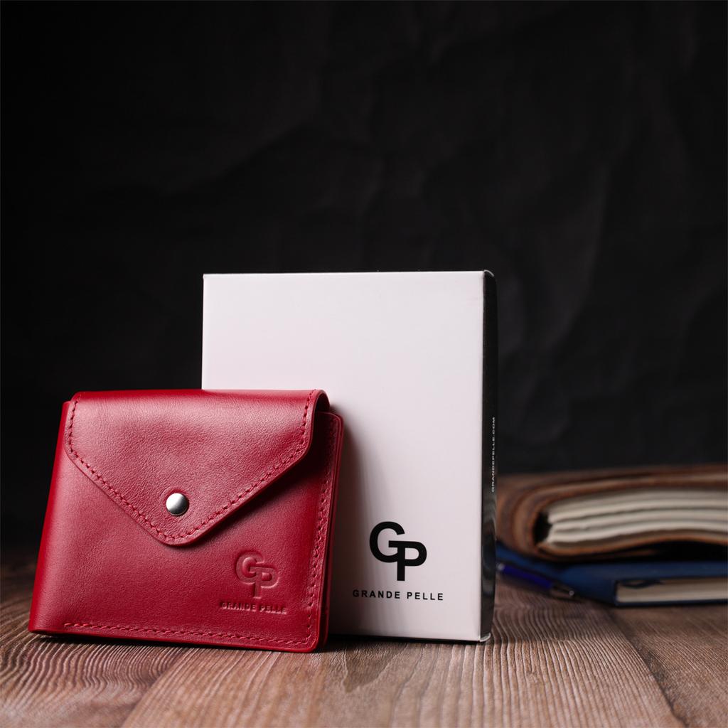 Women's Wallet with Coin Holder Made of Glossy Genuine Leather GRANDE PELLE Wallet 16808 Red