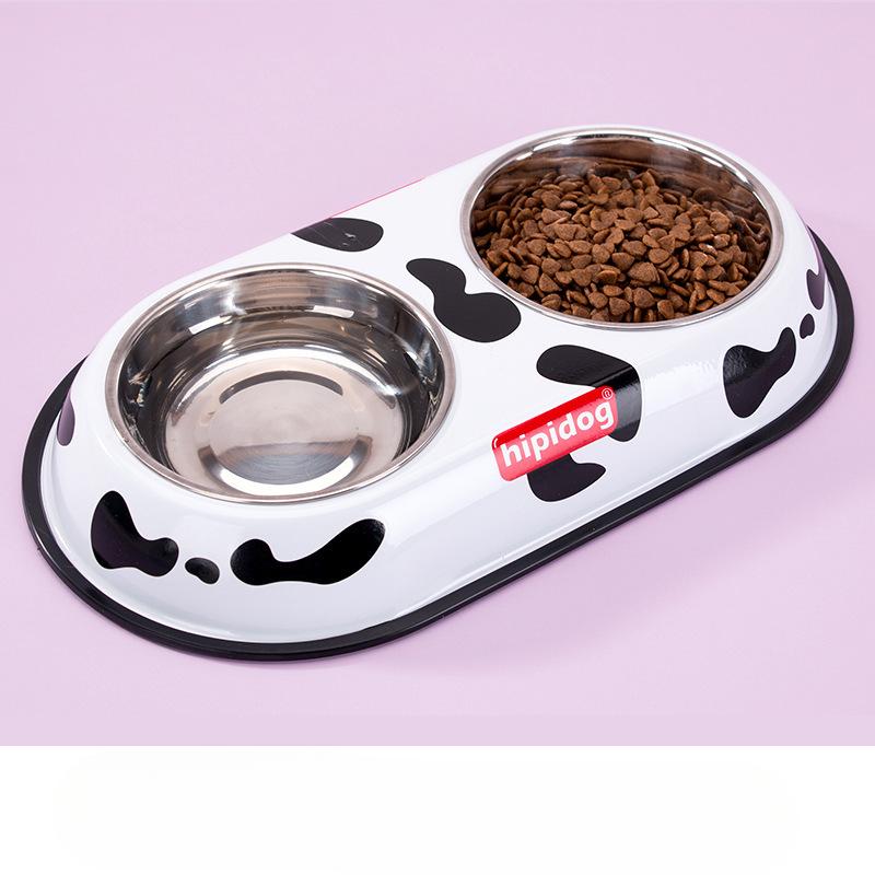 Perro Caricatura Estampado de Oso Acero Inoxidable Doble Cuenco Cuenco para Perro Antivuelco Cuenco para Gato Cuenco para Mascotas Cuenco de Arroz Suministros para Perros
