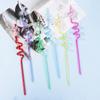 6Pcs Dog Paw Straws Birthday Party Supplies Reusable Drinking Straw Party Favors Sequin Quicksand Dog Paw Straws For Kids Party