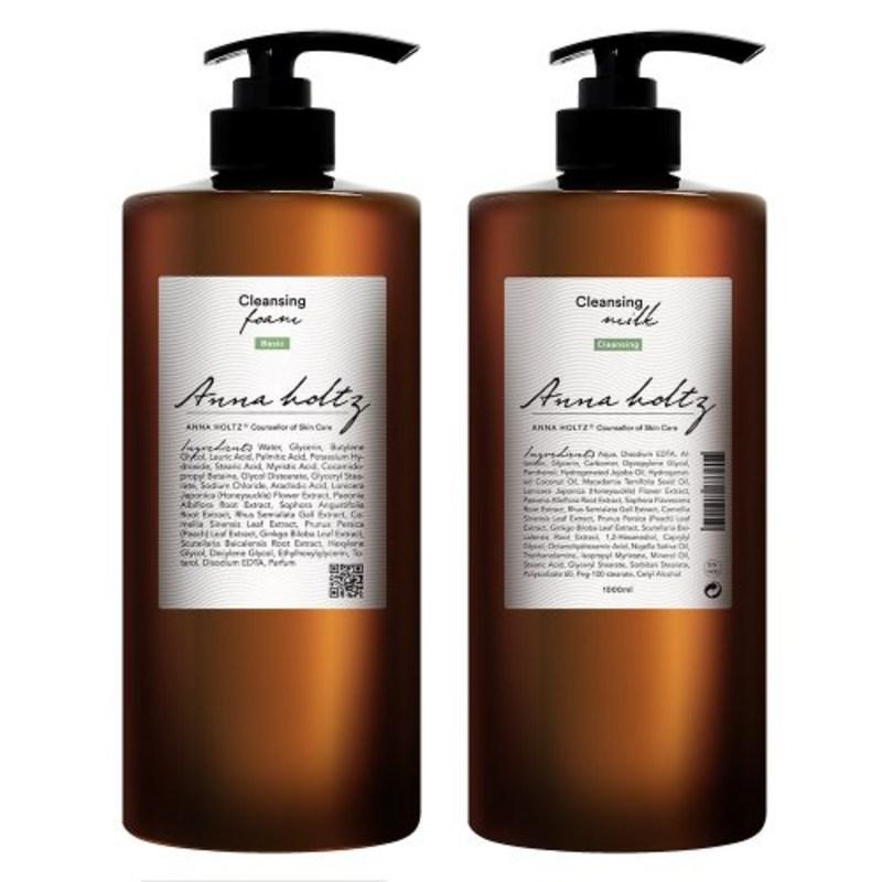 Anna Holtz Sunscreen & Makeup Perfect Foam Cleansing & Cleansing Milk 2-Piece Large Size 1000ml Set, 1 pcs