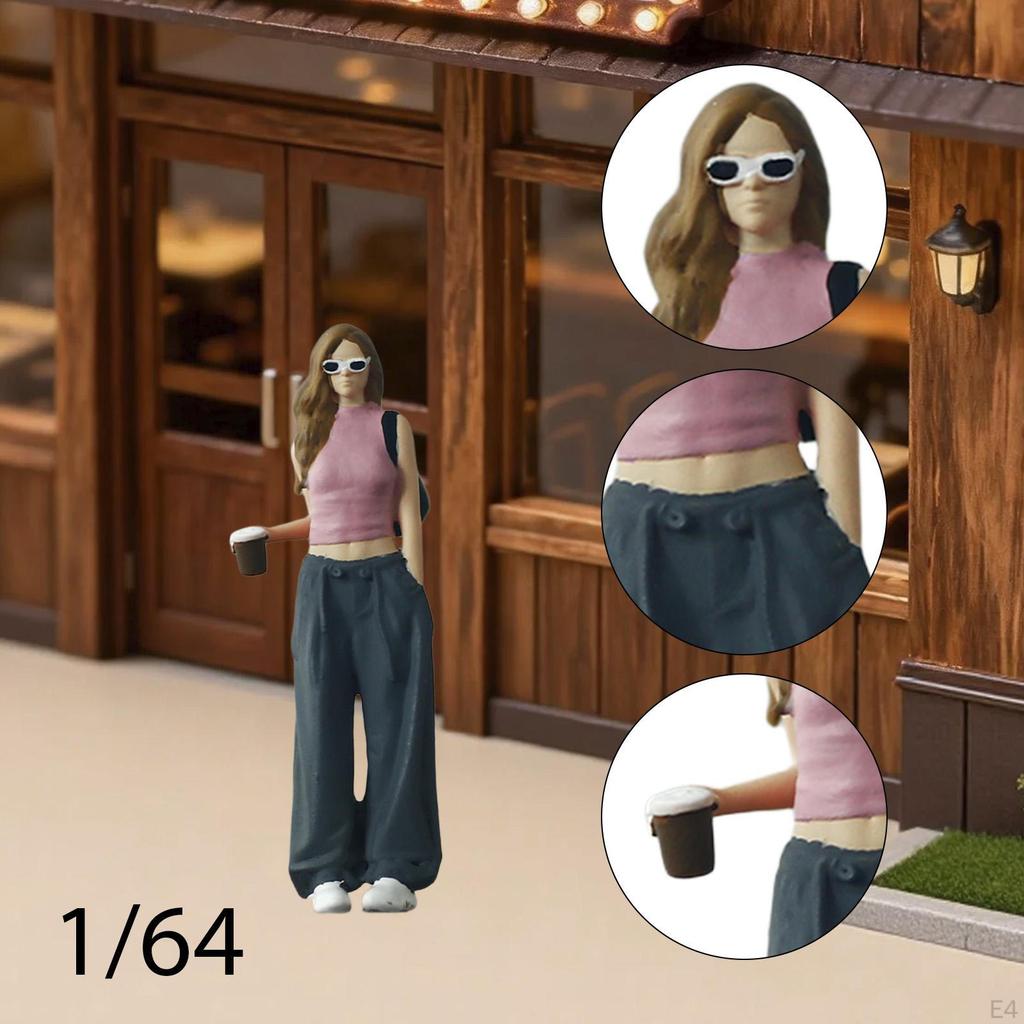 1/64 Miniature Girl Figure People Simulation Tiny Model Realistic for Diorama