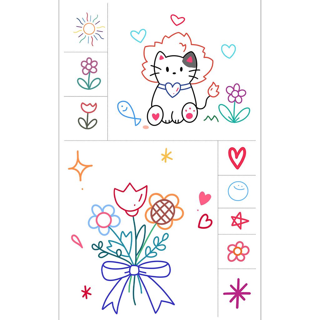 Butterfly Ghost Bow Flower Kitten English Short Sentences Multi-Picture Finger Tattoo Sticker