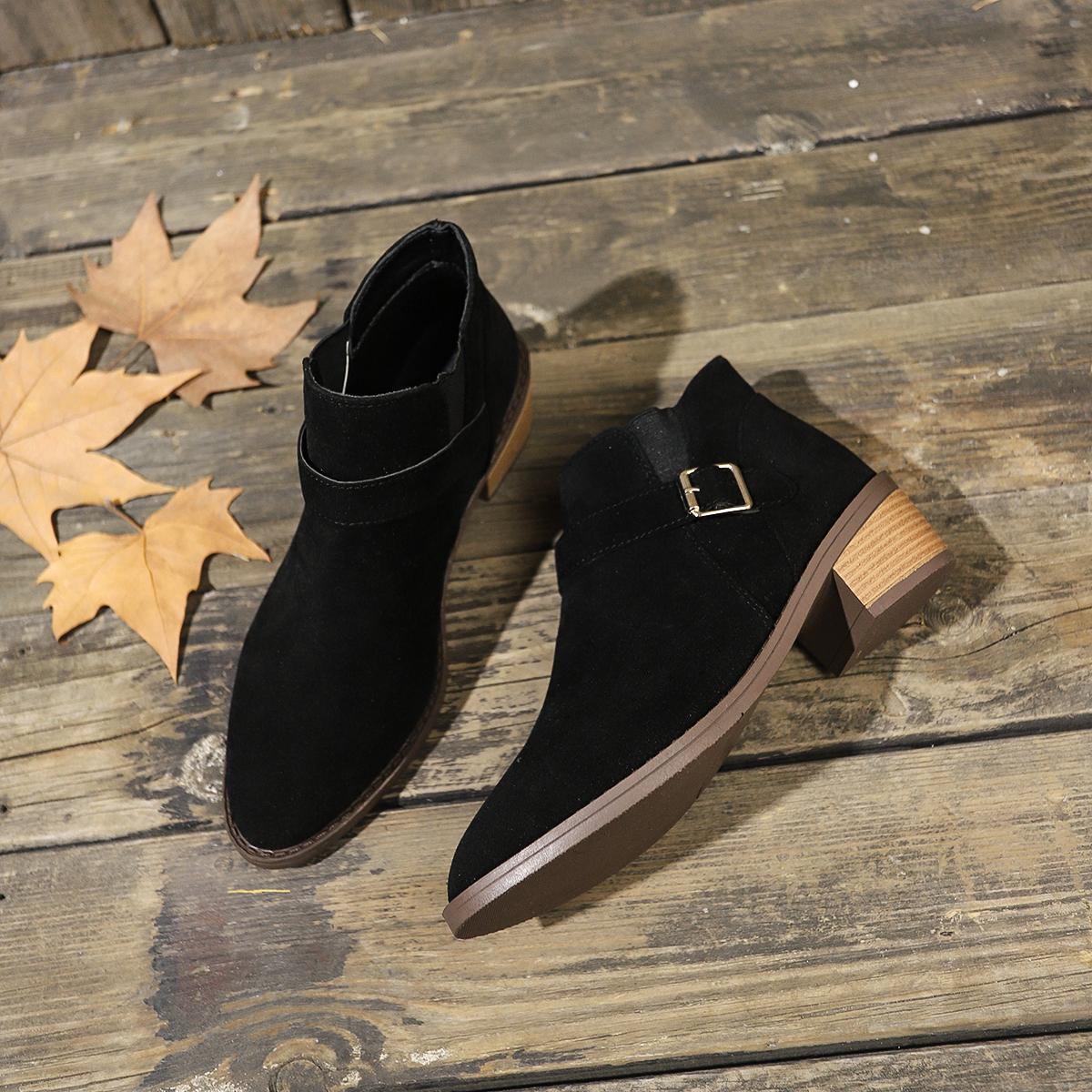 

Женские римские полусапожки в стиле ретро, женские осенне-зимние новые сапоги Martn на среднем каблуке с круглым носком и толстым каблуком 43