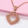 Purple Gold Hollow Pattern Geometric Square Pendant Pendant Ethnic Rose Gold Plated Color Gold Set Chain