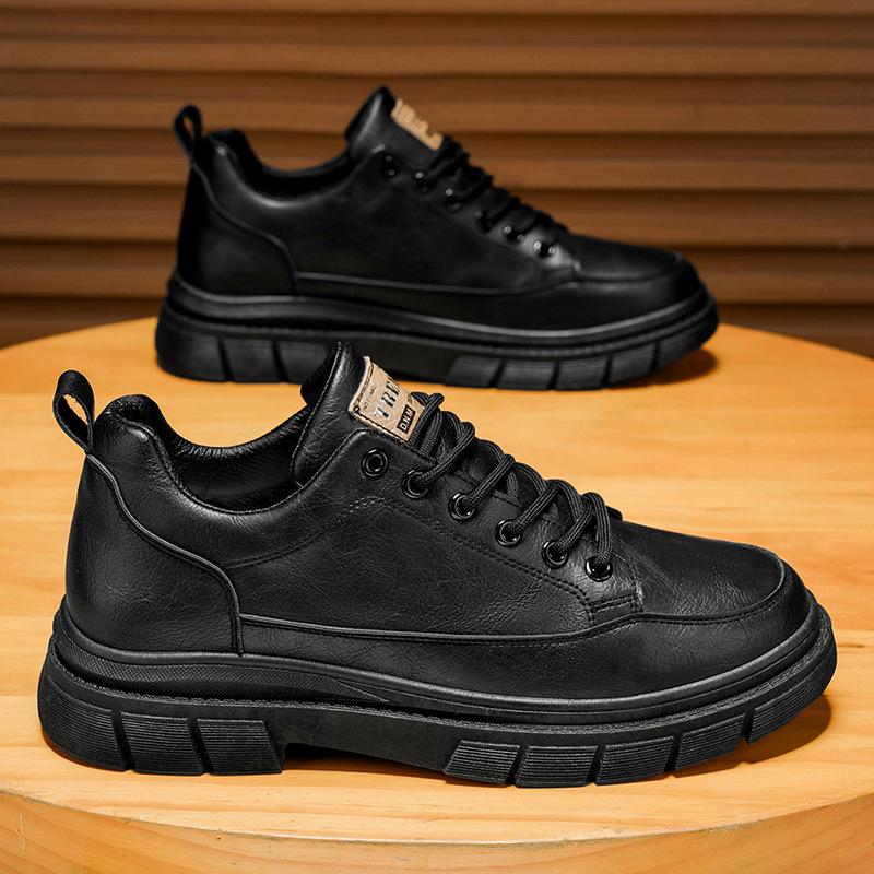 

Fashion Men s 2025 New Spring and Autumn Style British Retro Low Cut Casual Soft Soled Work Shoes 44 чёрный