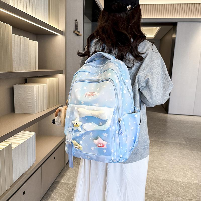 Middle School Student Schoolbag Stars Print Women's Backpack Water-Repellent Large Capacity Student Backpack