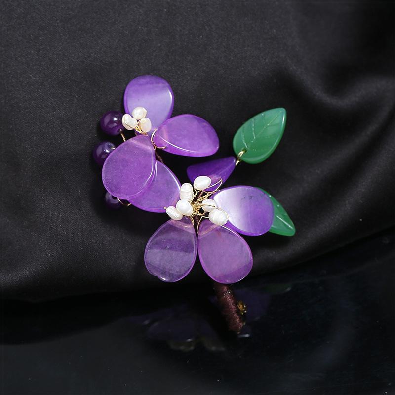 Handgefertigte glasierte Achat-Blumenbrosche Retro Promi-Temperament High-End Anstecknadel Cardigan-Accessoires