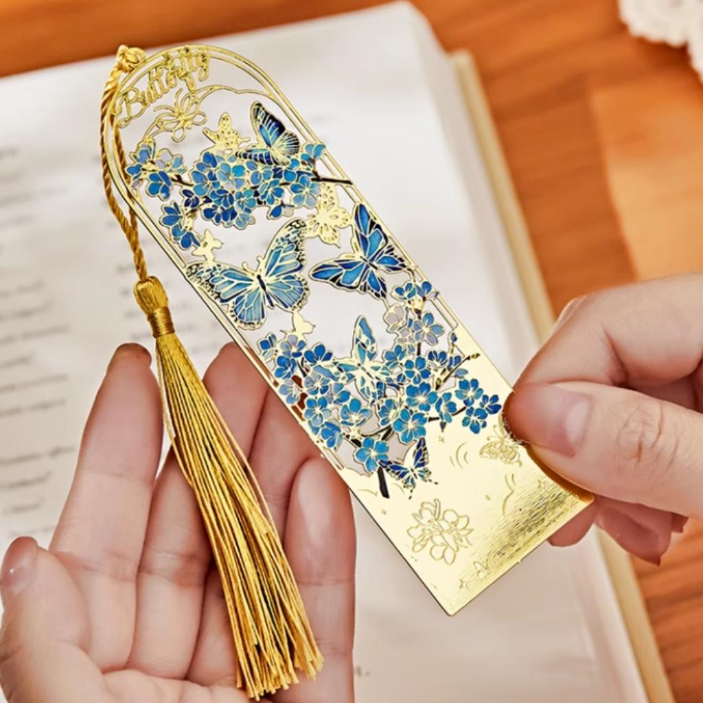 New Butterfly Oil Painting Metal Bookmarks Hollow Out Classical Cultural Creative Memorial Gifts Graduation Rewards for Students