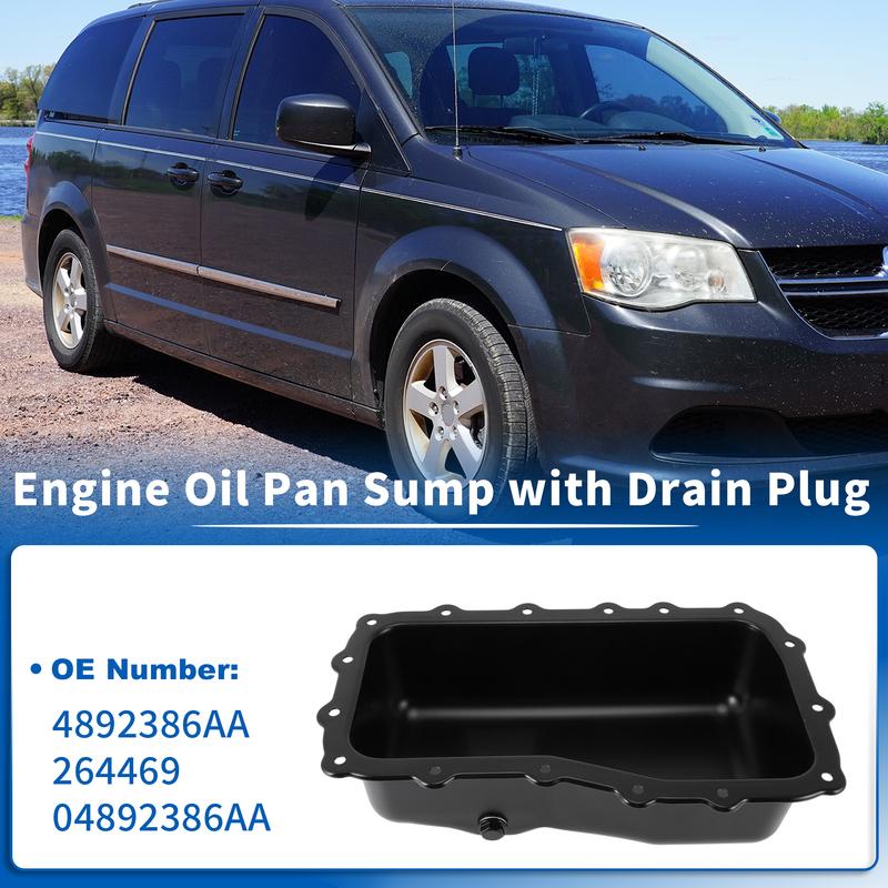 X Autohaux No.4892386AA Engine Oil Pan Sump with Drain Plug for Dodge Grand Caravan 09-10