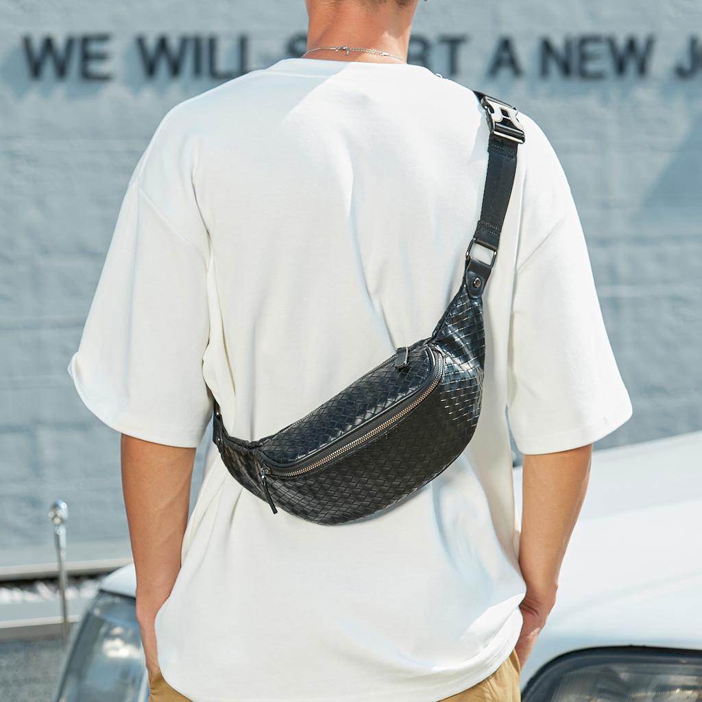 New Slazenger Soft Leather One Shoulder Crossbody Bag, Sling Bag, Fanny Pack Regular Unisex Black SLA8444