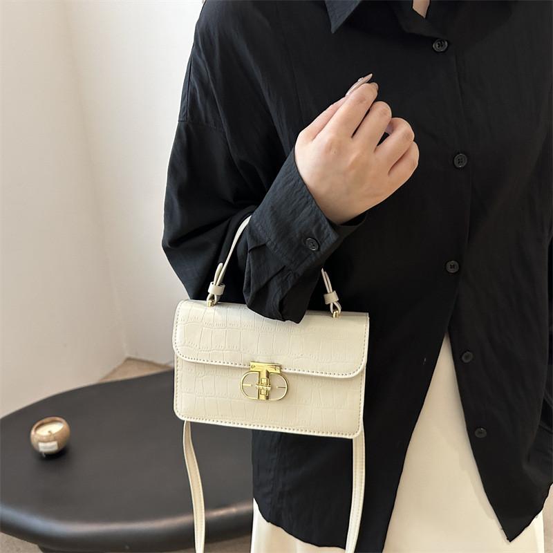 Stylish Korean Minimalist Retro Small Square Shoulder Tote Bag For Everyday Use In Black Beige Pink