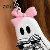 Hypoallergenic Alloy Hooks Cute Reading Ghost Earrings, Sweet Bowknot Drop Whimsical Earrings Lightweight Acrylic Halloween Jewelry for Women Girls