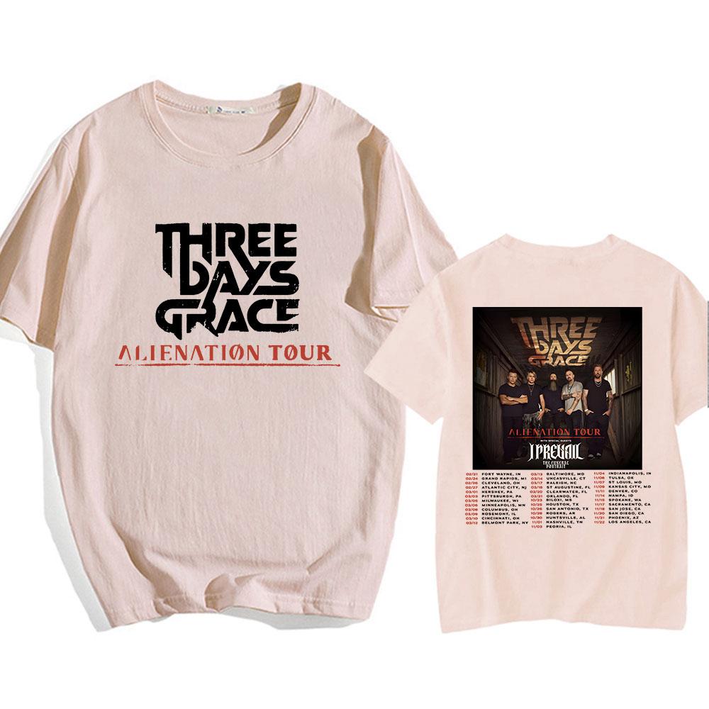 Alienation Tour 2026 T-shirt Heavy Mental Three Days Grace T-shirt Cotone Manica Corta Unisex Streetwear Hip Hop Stampa T-shirt