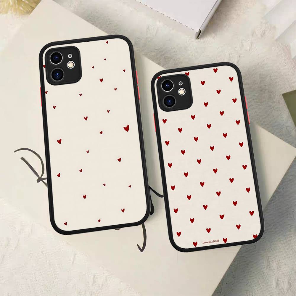 Love Heart Cute Silicone Case For IPhone 16 15 14 13 12 11 Pro Max Plus X XS MAX Shockproof Matte Cover