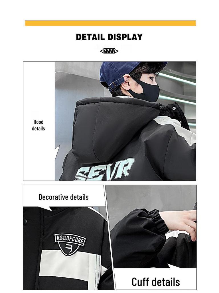 Jungen 2025 Winter Fleecegefütterte Baumwolljacke - Verdickter Parka für mittlere und große Kinder, trendige Workwear-Jacke