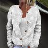 Women's Fashion Christmas Print Long Sleeve Knitted Cardigan Button Jacket