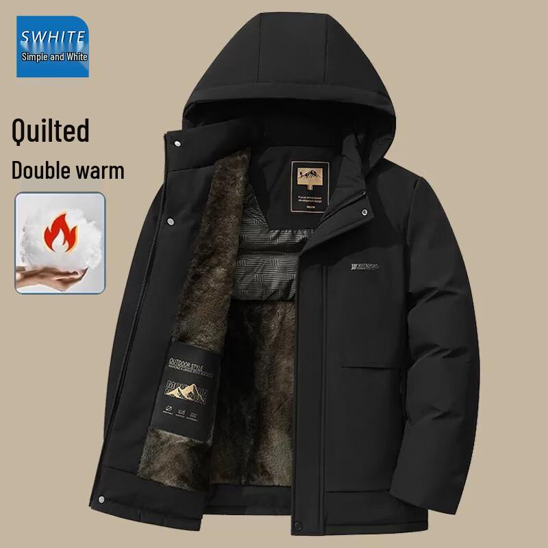 Men's Winter Fleece-Lined Thickened Casual Padded Jacket