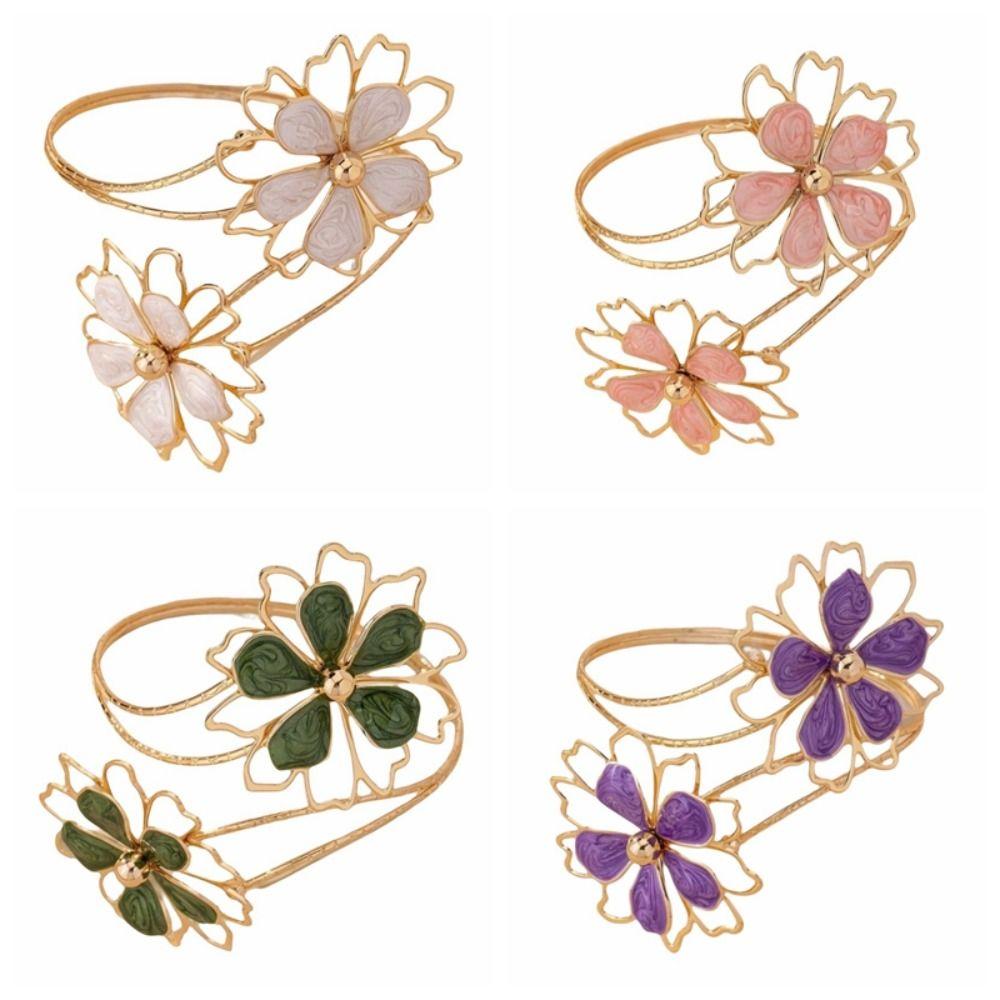 Floral Flower Bracelet Enamel Glaze Armband Fairy Open Arm Bangle  Party